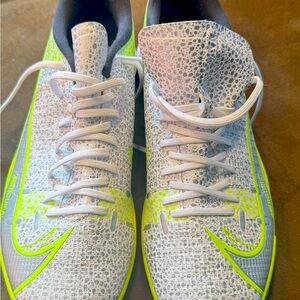 Nike White and Neon Green Sports Cleats (Mercurial)